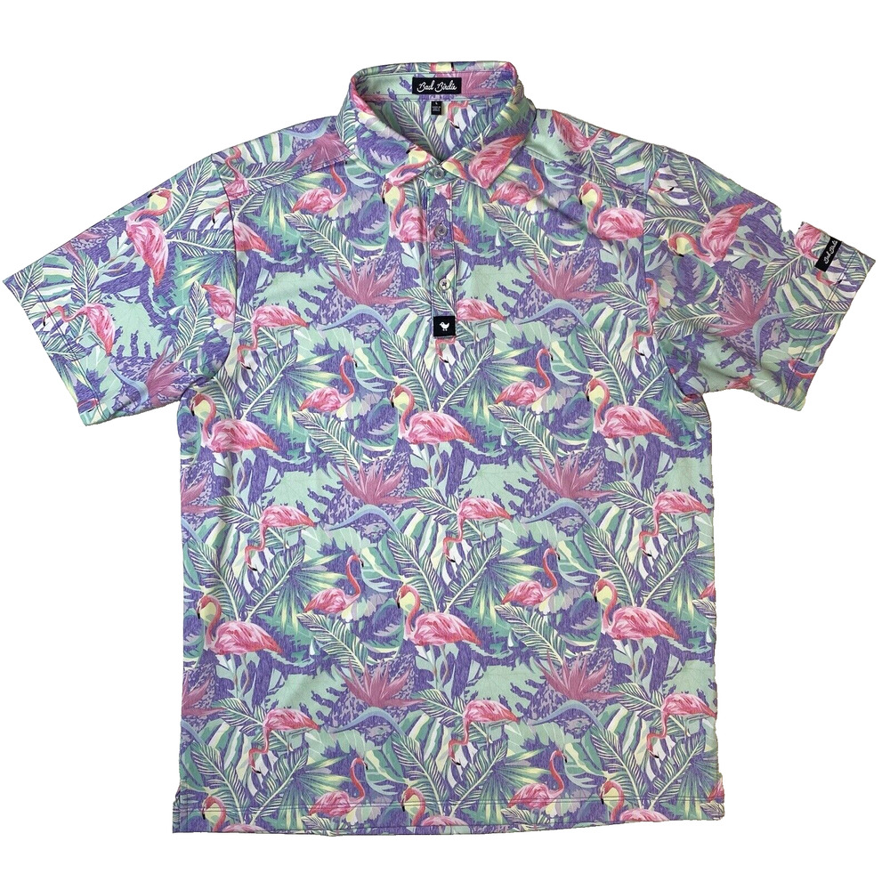 Bad Birdie Golf Polo Shirt Mens Size L Athletic Stretch Colorful EUC